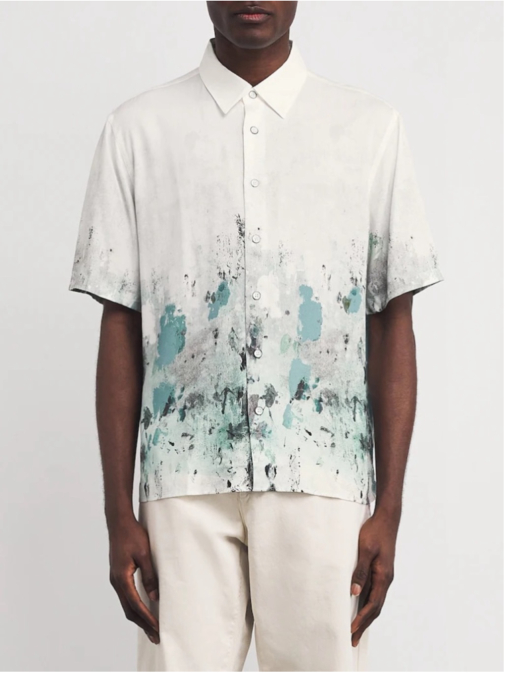 Rag & Bone Dalton Paint Splatter Short Sleeve Button Up Shirt Size M